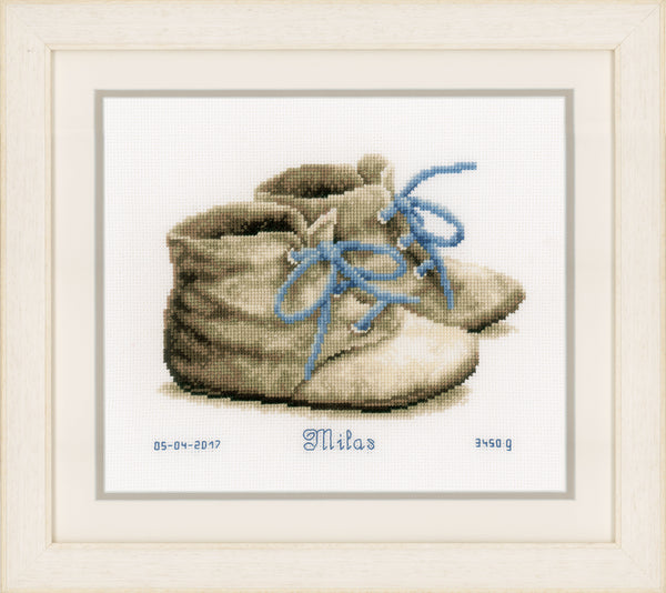 DIY Counted cross stitch kit Baby shoes 18 x 15 cm / 7.2