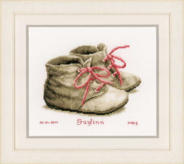 DIY Counted cross stitch kit Baby shoes 18 x 15 cm / 7.2