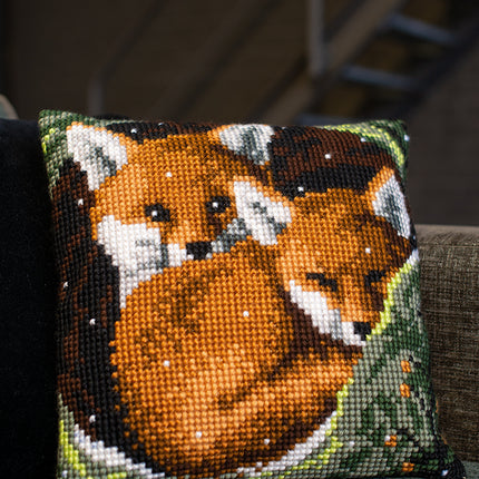 DIY Cross stitch cushion kit Foxes