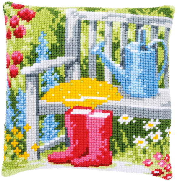 DIY Cross stitch cushion kit My garden