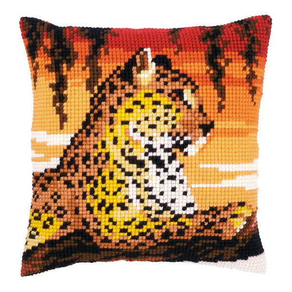 DIY Cross stitch cushion kit Leopard