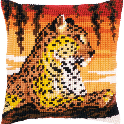 DIY Cross stitch cushion kit Leopard