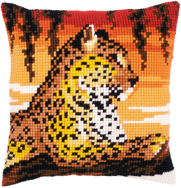 DIY Cross stitch cushion kit Leopard