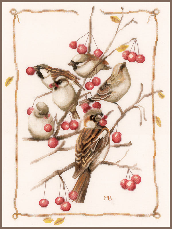 DIY Counted cross stitch kit Sparrows and currant