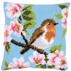 DIY Cross stitch cushion kit Robin & blossoms