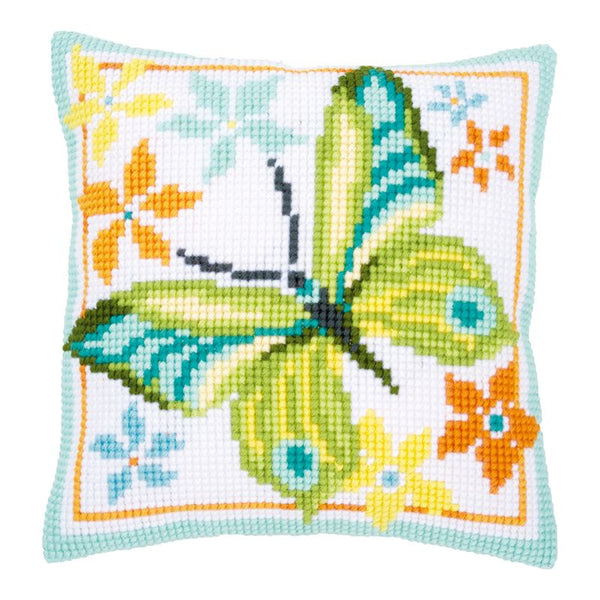 DIY Cross stitch cushion kit Green butterfly