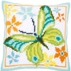 DIY Cross stitch cushion kit Green butterfly