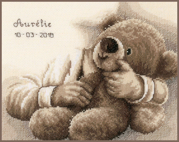 DIY Counted cross stitch kit Teddy bear 25 x 20 cm / 10