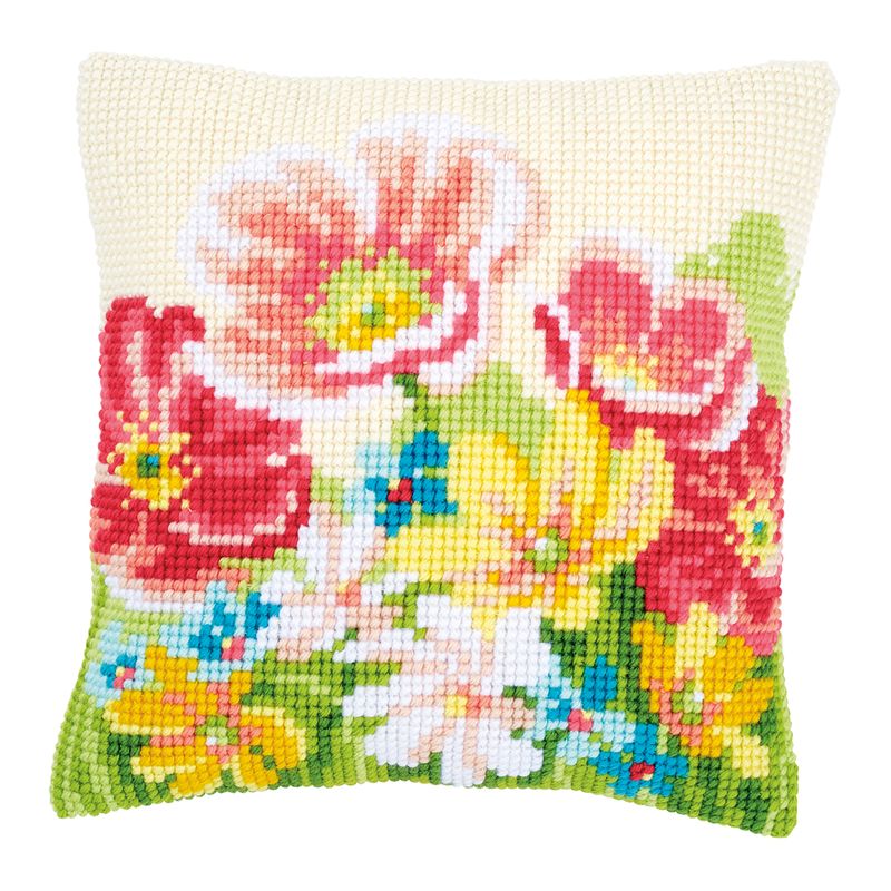 DIY Cross stitch cushion kit Summer flowers