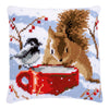 DIY Cross stitch cushion kit Squirrel and tit