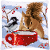 DIY Cross stitch cushion kit Squirrel and tit