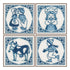 DIY Counted cross stitch kit Delft blue set of 4