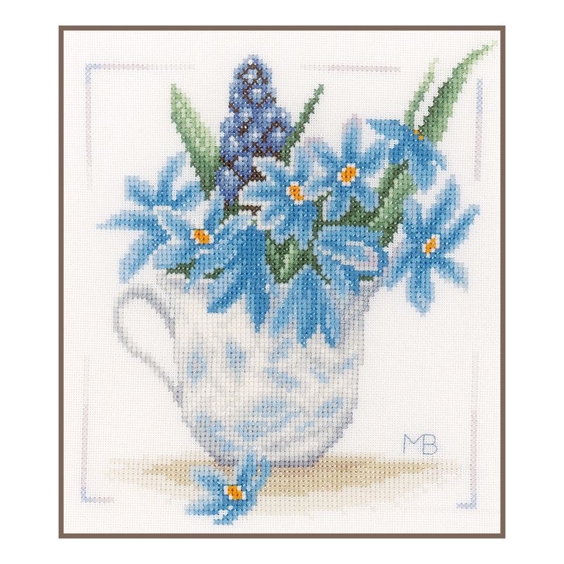 DIY Counted cross stitch kit Blue flowers