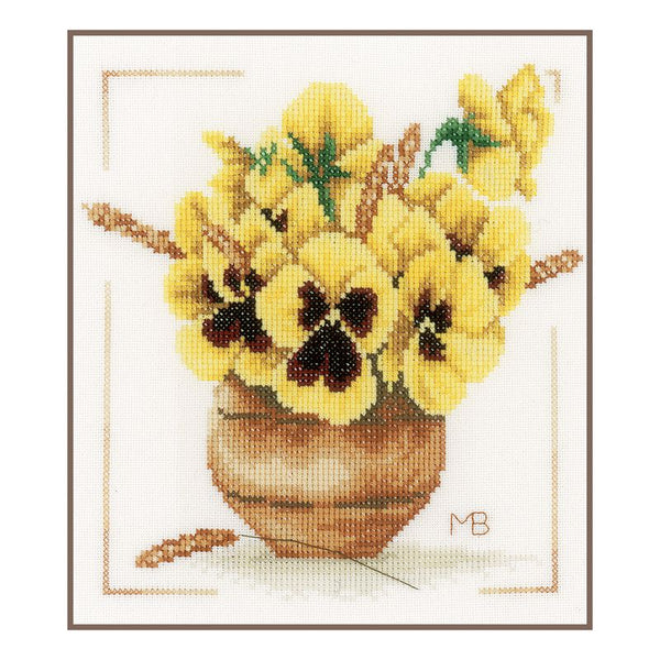 DIY Counted cross stitch kit Yellow violets