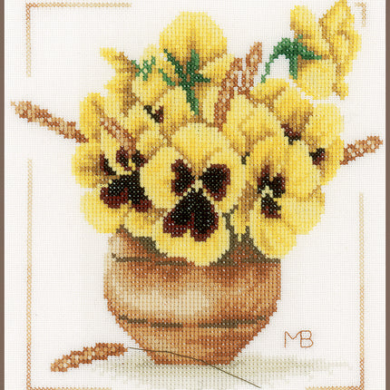 DIY Counted cross stitch kit Yellow violets