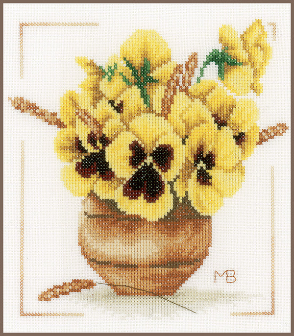 DIY Counted cross stitch kit Yellow violets