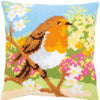 DIY Cross stitch cushion kit Robin in the garden