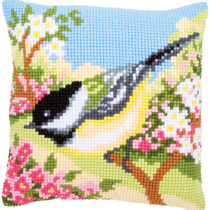 DIY Cross stitch cushion kit Bird in the garden