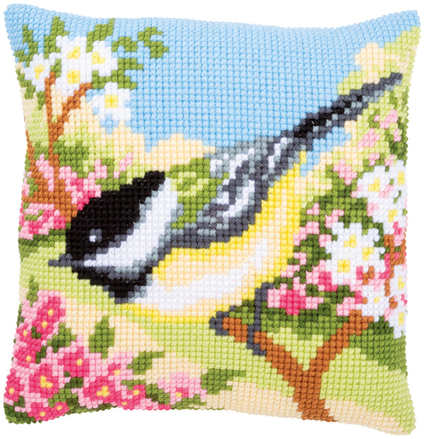 DIY Cross stitch cushion kit Bird in the garden