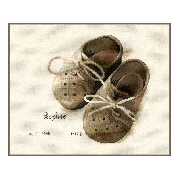 DIY Counted cross stitch kit First shoes 19 x 18 cm / 7.6" x 7.2"