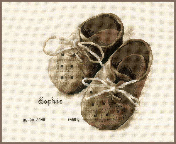 DIY Counted cross stitch kit First shoes 19 x 18 cm / 7.6