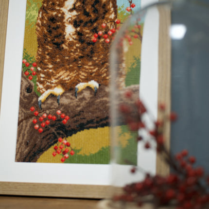 DIY Counted cross stitch kit Owl in autumn 19 x 39 cm / 7.6" x 15.6"
