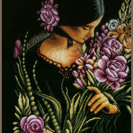 DIY Counted cross stitch kit Woman & flowers