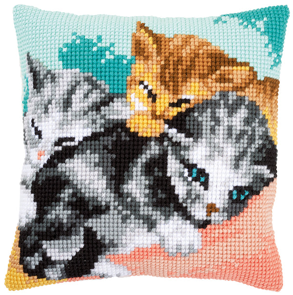 DIY Cross stitch cushion kit Cute kittens