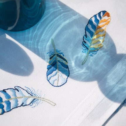 DIY Table Runner kit "Table runner kit Blue feathers"