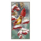 DIY Counted cross stitch kit Scarlet & snow-cardinals 19 x 38 cm / 7.6