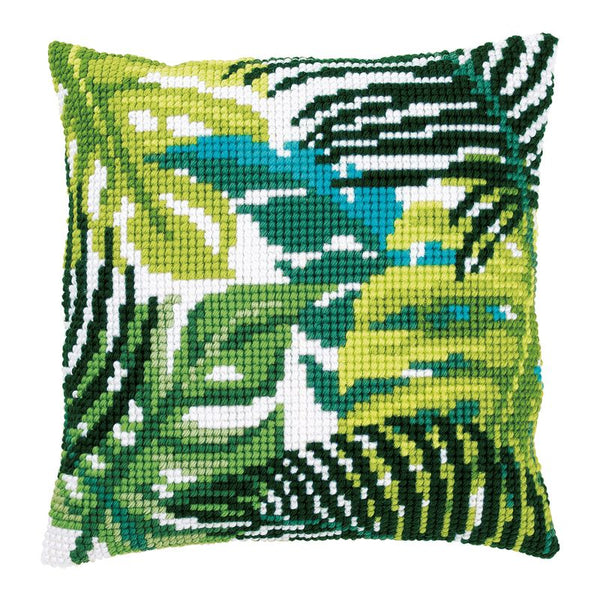 DIY Cross stitch cushion kit Botanical leaves