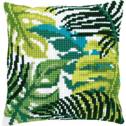 DIY Cross stitch cushion kit Botanical leaves