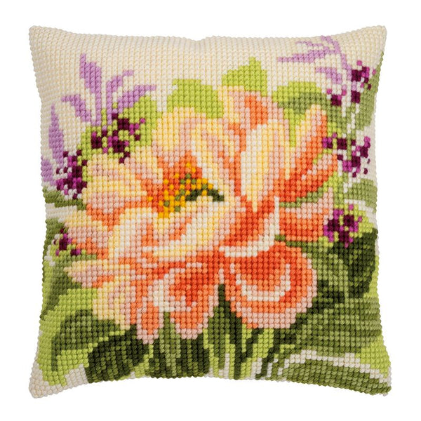 DIY Cross stitch cushion kit Peony