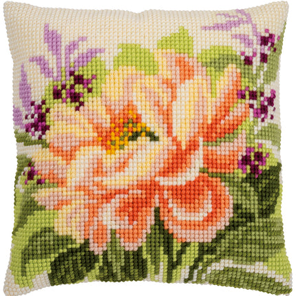 DIY Cross stitch cushion kit Peony