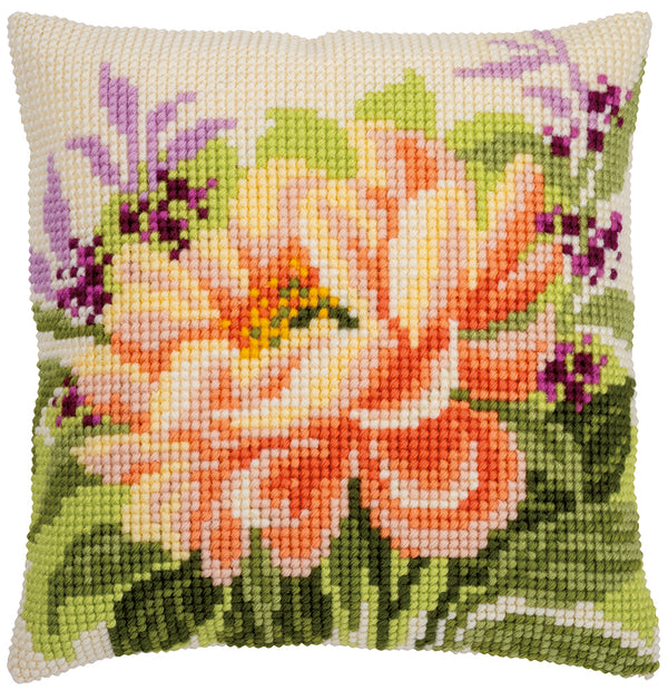 DIY Cross stitch cushion kit Peony