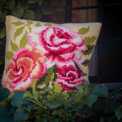 DIY Cross stitch cushion kit Roses