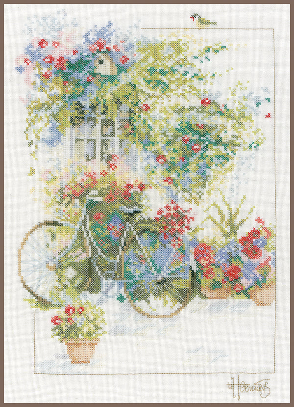 DIY Counted cross stitch kit Flowers & bicycle