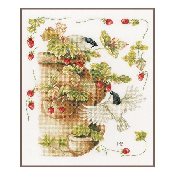 DIY Counted cross stitch kit Strawberries & birds