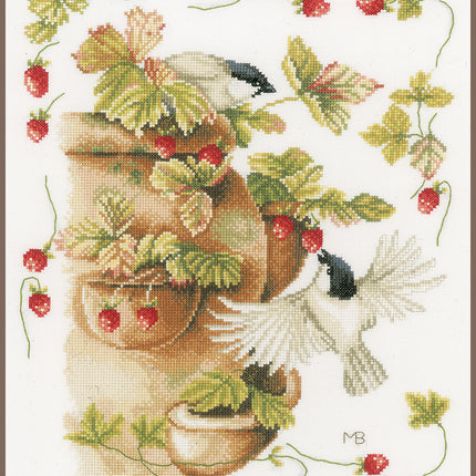 DIY Counted cross stitch kit Strawberries & birds
