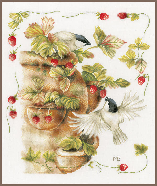 DIY Counted cross stitch kit Strawberries & birds