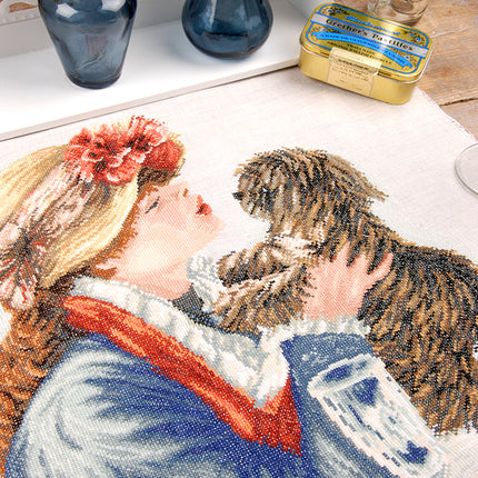 DIY Counted cross stitch kit Girl & dog