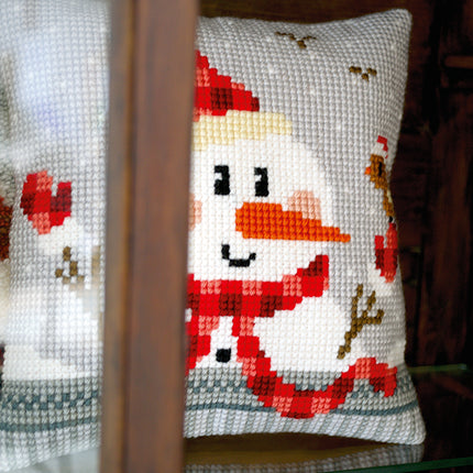 DIY Cross stitch cushion kit Snowman