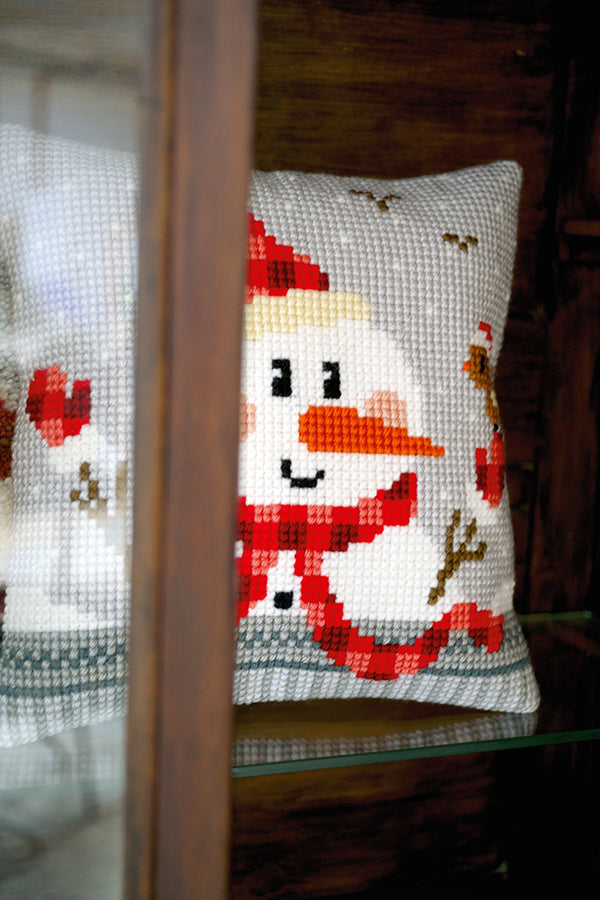 DIY Cross stitch cushion kit Snowman