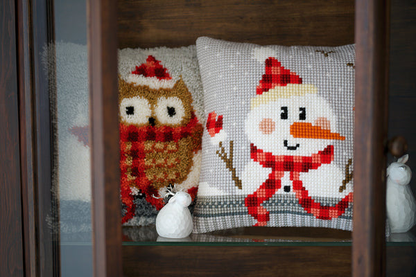 DIY Cross stitch cushion kit Snowman