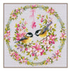 DIY Counted cross stitch kit Tits in flower wreath 41 x 41 cm / 16.4" x 16.4"