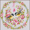 DIY Counted cross stitch kit Tits in flower wreath 41 x 41 cm / 16.4" x 16.4"