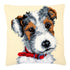 DIY Cross stitch cushion kit Dog with red collar