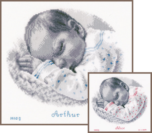 DIY Counted cross stitch kit Sleeping baby 25 x 24 cm / 10