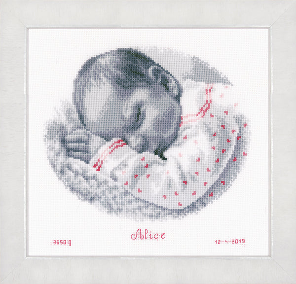 DIY Counted cross stitch kit Sleeping baby 25 x 24 cm / 10