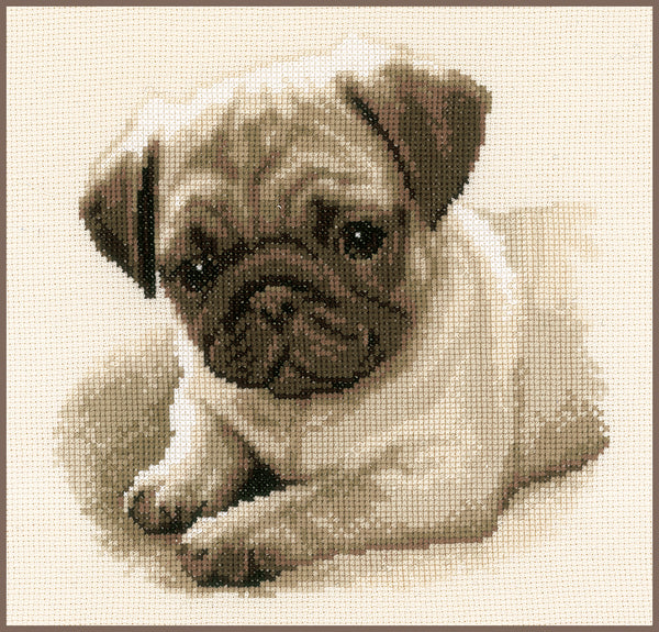 DIY Counted cross stitch kit Pug dog 21 x 21 cm / 8.4